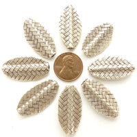 Thai Silver, Basketweave Flat Ovals, 30x16mm, Sold Individually