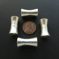 Thai Silver, Smooth Capstan Shape Beads, 22mm Long, Sold Individually