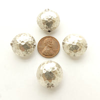 Thai Silver, Hammered Hollow Puffy Rounds aka Lentils, 20mm Diameter, Sold Individually