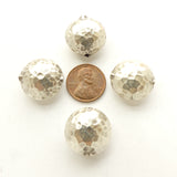 Thai Silver, Hammered Hollow Puffy Rounds aka Lentils, 20mm Diameter, Sold Individually