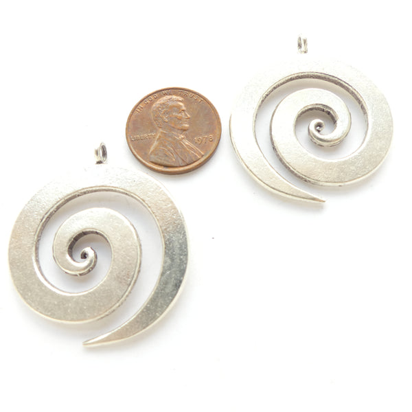 Thai Silver, Pendant, Smooth Spiral, 32mm Diameter, Sold Individually