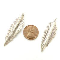 Thai Silver, Stamped Leaf or Feather Shape Pendants, 47mm long, Sold Individually