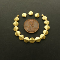 Gold 18k Vintage Indian Beads, Semi-flat Coin Shape, 6mm Diameter, Sold Individually