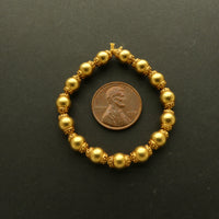 Gold 22K Vintage Indian, Round Beads with Grannulated Collars, 8x6mm, Sold Individually