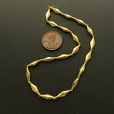 Gold 18k Vintage Indian Beads, Long Flat Diamond Shape, 12mm Long, Sold Individually