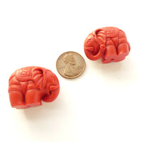 Cinnabar, New, Elephants, Extra Large 22x29mm, Sold by the Pair