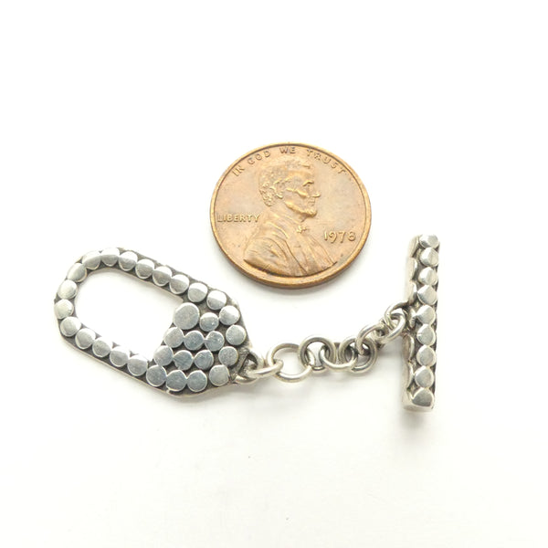 Clasp, Sterling Silver Toggle, Fancy with Flat Granulation, Ring 8x10mm inside