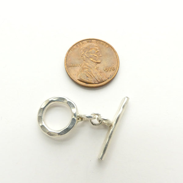 Clasp, Sterling Silver Toggle, Hammered Ring & Bar, Bar 20mm Long