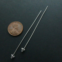 Headpins, Sterling Silver With Large Granulated Head, 22 Gauge, 2.5 Inches Long, Sold Individually