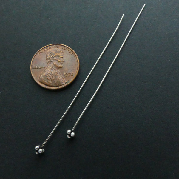 Headpins, Sterling Silver with Medium Granulated Head, 22 Gauge, 2.25" Sold Individually