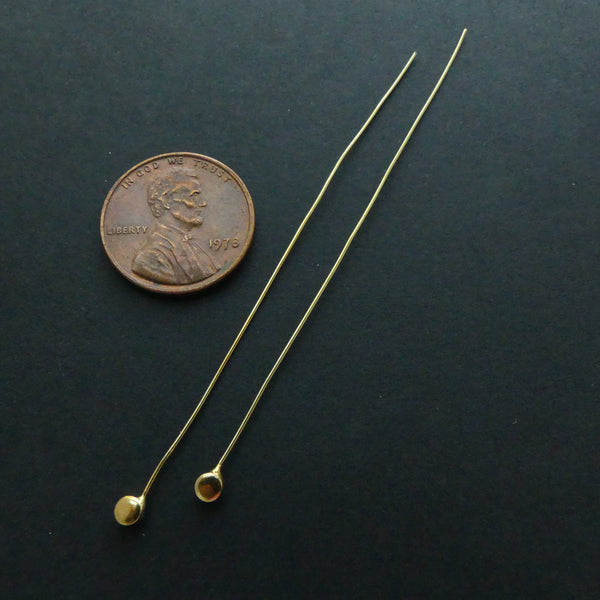 Headpins, Gold Vermeil with Disc-Shaped Heads, 24 Gauge, 2.5 Inches Long