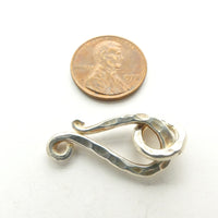 Clasp, Sterling Silver Hook & Eye, Large Thai, 26mm Including Ring