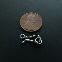 Clasp, Sterling Silver Hook & Eye, 19mm Including Ring, Sold Individually with Ring