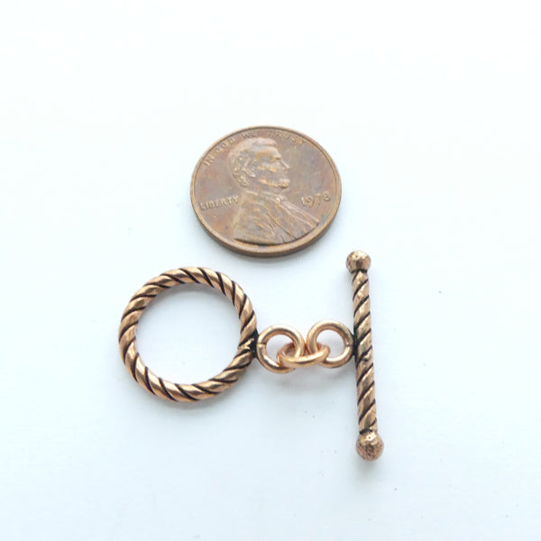 Clasp, Copper, Toggle 16mm Ring