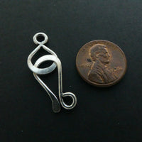 Clasp, Sterling Silver Hook & Eye, Flattened Contempo Look, 35mm with Ring