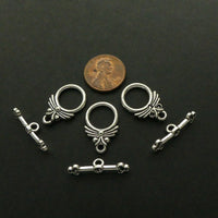 Clasp, Silver Tone Toggle, Decorative Rings 9mm Diameter, Sold in Sets of 3