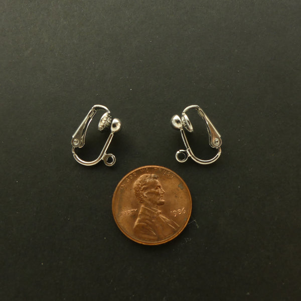 Ear Clip with Loop, Silver Plated, Sold by the Pair