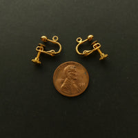 Ear Clip with Loop, Gold Plated with Screw Adjustment, Sold by the Pair