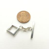 Clasp, Sterling Silver Toggle, Contemporary Square Design, Ring 12x12mm