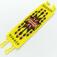 Wide Nativo Bracelet, Yellow with Star Design, 2" Wide, Adjustable lengths