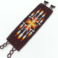 Wide Nativo Bracelet, Brown with Star Design, 2" Wide, Adjustable lengths