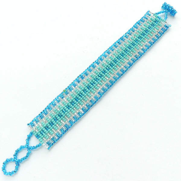 Medium Traditional Bracelets, Turquoise, Aqua & Silver 1" Wide, Adjustable lengths