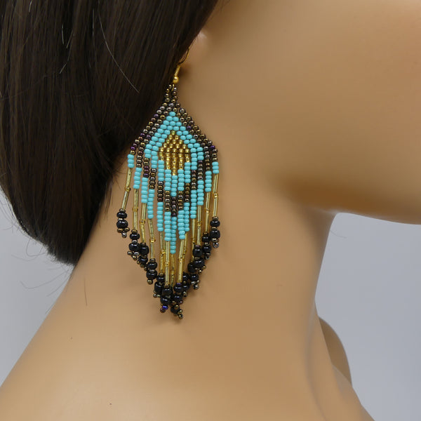 Top Long earring turquoise/bronze