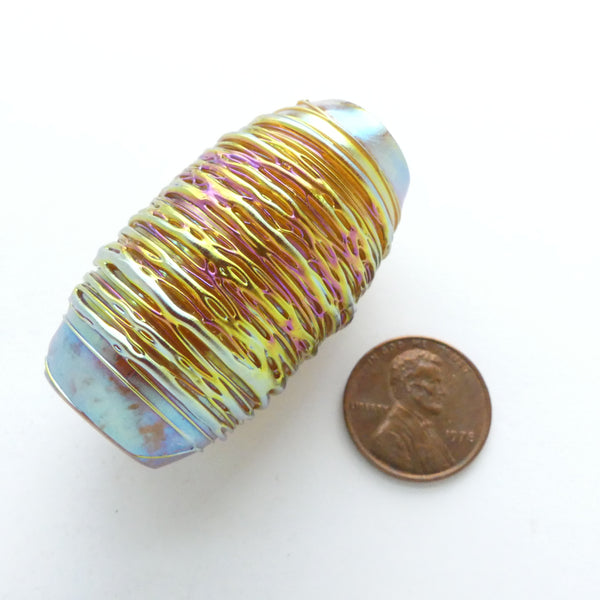 Large Fumed Glass Bead, Artist Unknown, 46x25mm