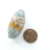 Tom Boylan, Large Early Bead, Waves of Sand and Sea Colors, 40x18mm