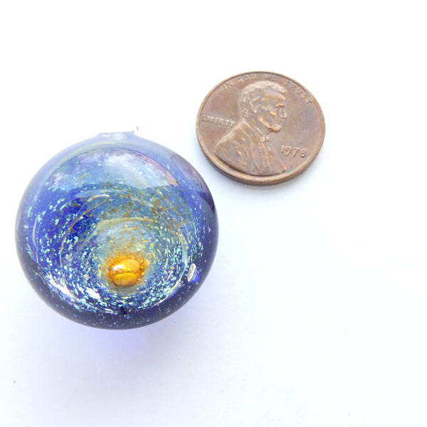 Keith Kreitter "Universe"  Round Pendant with Clear Loop at the Top, 25mm Diameter