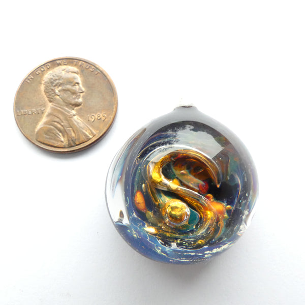 Keith Kreitter, "Universe" Pendant, Domed 24mm Diameter with Clear Loop at the Top