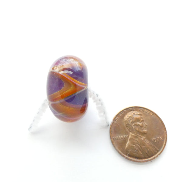 Keith Kreitter, Puffy Ring Shaped Bead in Fall Colors with Some Blue, 12x21mm