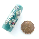 Don Jay Schneider, Teal Cylinder Bead with Mosaics, 38x15mm