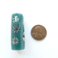 Don Jay Schneider, Teal Cylinder Bead with Mosaics, 38x15mm