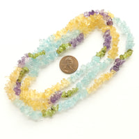 Mixed Indian Gem Chips, Citrine, Amethyst, Peridot, Blue Topaz, 36-inch Strands