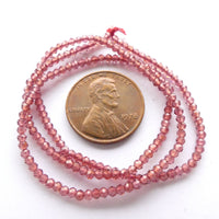 Garnet,  Faceted, Tiny Faceted Round 2mm Beads on 14-inch Strands