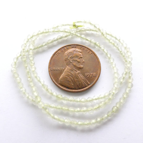 Phrenite, Faceted Round 2mm Beads on 14-inch Strands