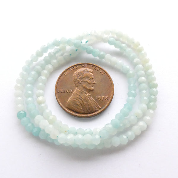 Amazonite, Faceted Round 3mm Beads on 14-inch Strands