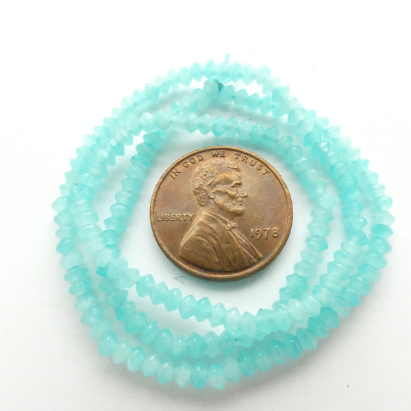 Amazonite, Faceted Rondelles 2mm Beads on 14-inch Strands