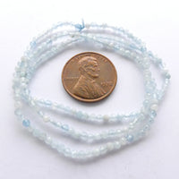 Aquamarine, Faceted Round 2mm Beads on 14-inch Stands