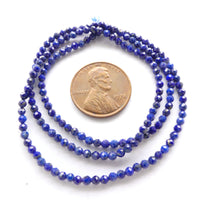 Lapis Lazuli Round 2mm, Faceted Beads on 14-inch Strands