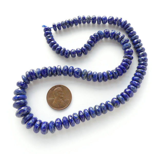 Lapis Lazuli, Rondelles, Faceted and Slightly Graduated 18-inch Strand