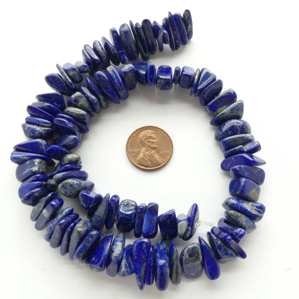 Lapis Lazuli, Chips, Extra Large about 12mm Diameter on 16-inch Strand