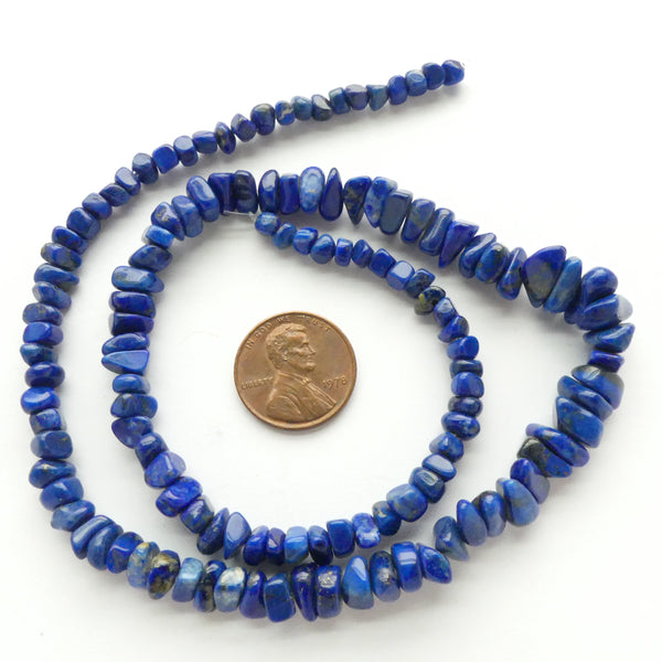 Lapis Lazuli, Chips and Small Graduated Faceted Nuggets, 4-10mm on 17-inch Strand