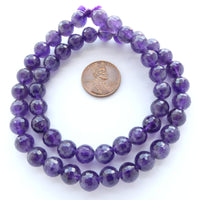 Amethyst Faceted Round Beads, 8mm on 16-inch Strand