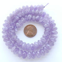 Amethyst Faceted Rondelles, Lavender Cape Amethyst 5x10mm on 16-inch Strand