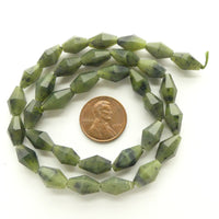 Jade (Nephrite) Faceted Bicones, 12x8mm on 16-inch Strands