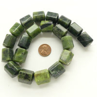 Jade (Nephrite) Faceted Barrels, Extra Large 20x16mm on 16-inch Strands