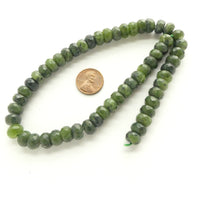 Jade (Nephrite) Faceted Rondelles, 6x10mm on 16-inch Strands