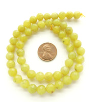 Olive Jade, Faceted 8mm Round Beads on 16-inch Strands